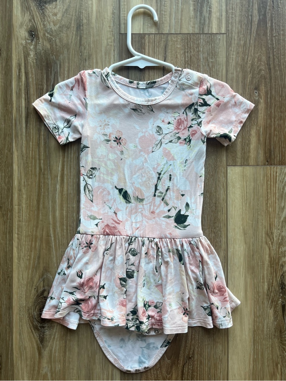 Posh Peanut Pink Floral Ruffle Bodysuit Dress, 18-24 Months 🌸 Worn Once
